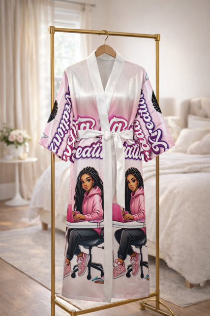 Custom Printed Satin Robe - Personalized Design